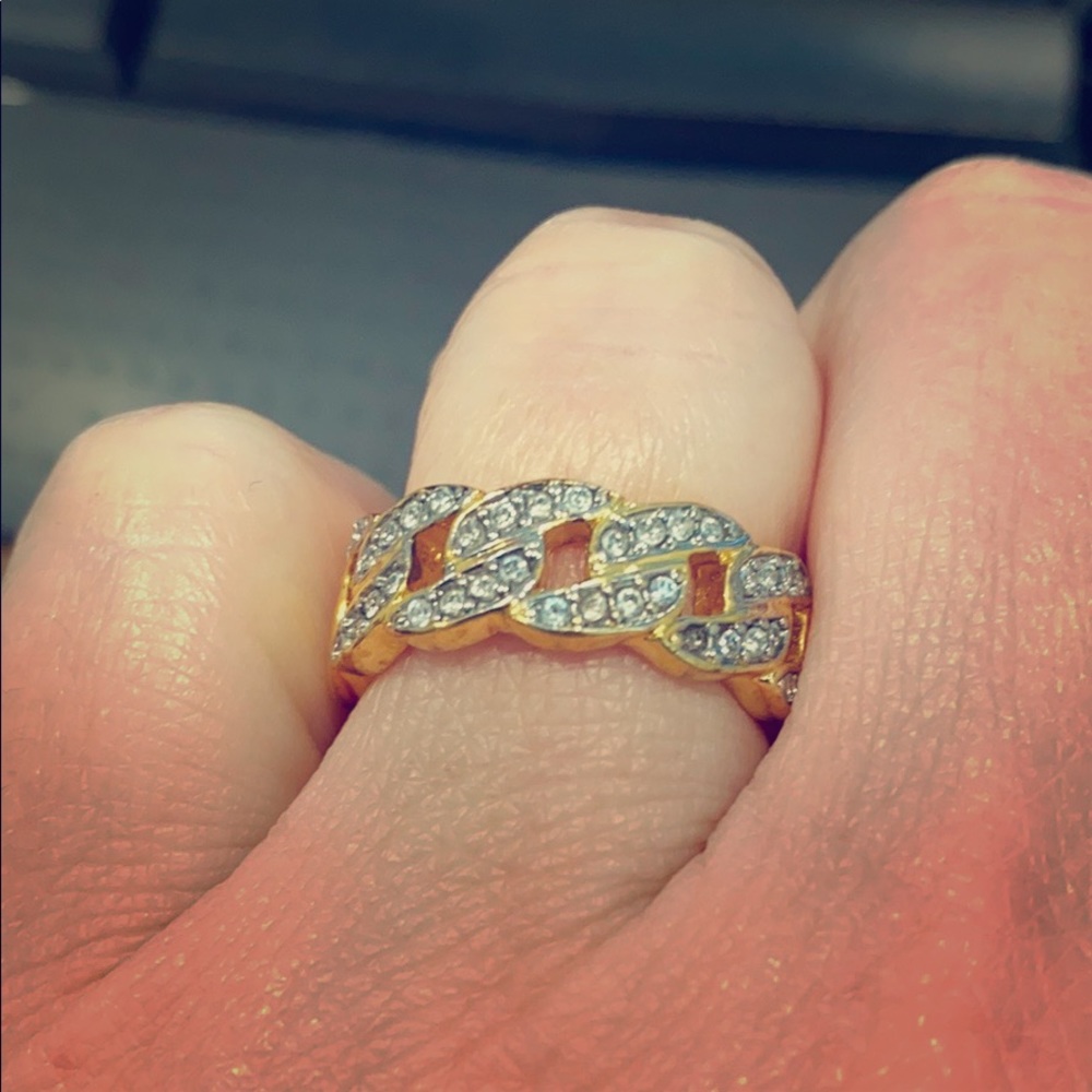 Chain Style, Gold Tone & Pave Crystals Band